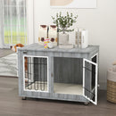 PawHut Dog Crate Furniture, Dog Crate End Table w/ Soft Cushion, Double Door