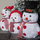 70cm Set of 3 Light up Foldable Cloth Christmas Snowmen with 130 White LEDs