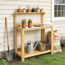 Outsunny Wooden Potting Bench Table with Aluminium Worktop
