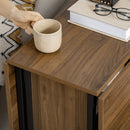 HOMCOM Natural Mobile Drop Leaf Dining Table On Wheels With Storage Shelf