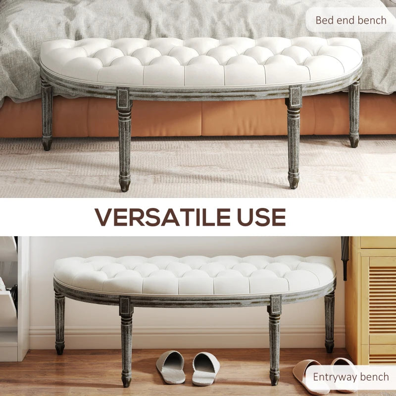 HOMCOM Half-Circle End Bench Footstool