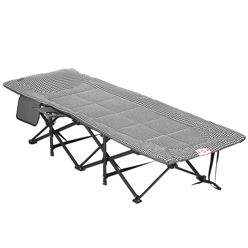 Outsunny Camping Bed w/ Carry Bag, Magazine Bag & Cup Holder, Black
