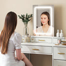 HOMCOM Dressing Table with LED Lighting Mirror and 10 Drawers, White