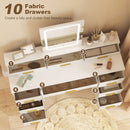 HOMCOM Dressing Table with LED Lighting Mirror and 10 Drawers, White