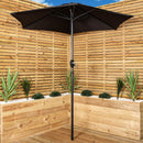 Samuel Alexander Outdoor 6 Seater Glass Top Table and Chairs Patio Set with Parasol in Black