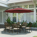 Outsunny 3(m) Garden Banana Parasol Cantilever Umbrella W/ Base, Wine Red
