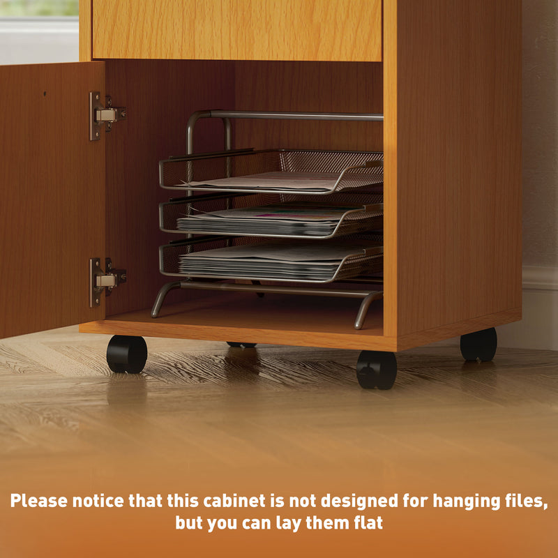 HOMCOM 60cm Filing Cabinet with Drawers and Open Shelf