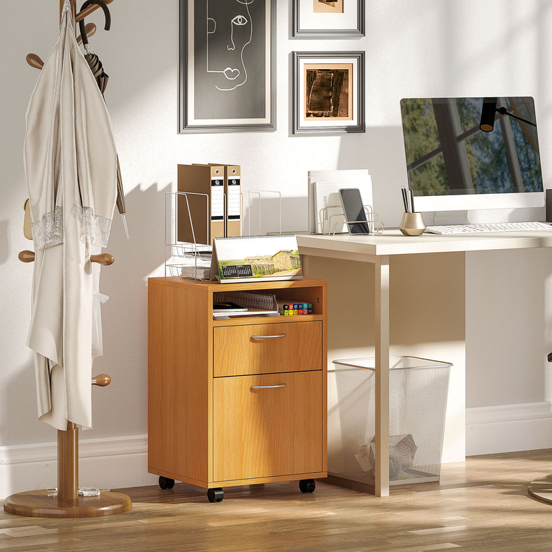 HOMCOM 60cm Filing Cabinet with Drawers and Open Shelf