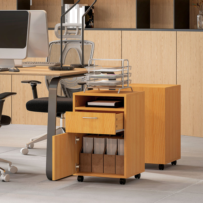 HOMCOM 60cm Filing Cabinet with Drawers and Open Shelf