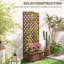 Outsunny Garden Wooden Planter Box with Trellis Flower Raised Bed Dark Brown