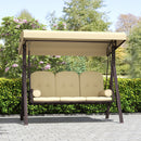 Outsunny 3 Seater Garden Swing Chair Patio Swing Bench w/ Cup Trays Brown