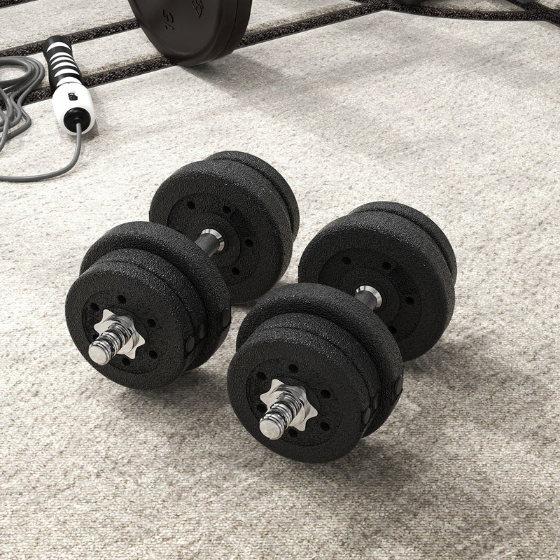 HOMCOM 25KG Adjustable Dumbbells Weight Set Hand Weight for Body Fitness
