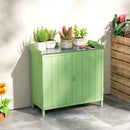 Outsunny Garden Storage Cabinet Potting Bench Table W/ galvanised Top Green