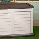 440L Heavy Duty Garden Patio Storage Box with Lockable Sit on Lid in Brown