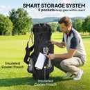 Outsunny Golf Stand Bag 6 Way Full-Length Dividers, Waterproof Golf Bag Grey
