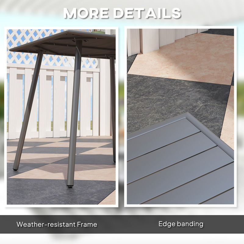 Outsunny Garden Table for 4 Person with Slat Top, Steel Frame