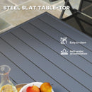 Outsunny Garden Table for 4 Person with Slat Top, Steel Frame
