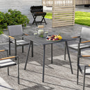 Outsunny Garden Table for 4 Person with Slat Top, Steel Frame