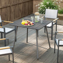 Outsunny Garden Table for 4 Person with Slat Top, Steel Frame