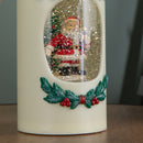 20cm Dual Powered Light up Christmas Pillar Candle Water Spiner with Santa and LEDs