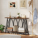 HOMCOM Console Table, Industrial Narrow Sofa Table with 2 Tiers, Metal Frame