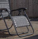 Pack of 2 Multi-Position Garden Gravity Relaxer Chair Sun Loungers with Sun Canopy in Grey