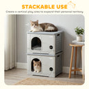 PawHut Cat House Stackable Cat Bed for Indoor Outdoor Grey