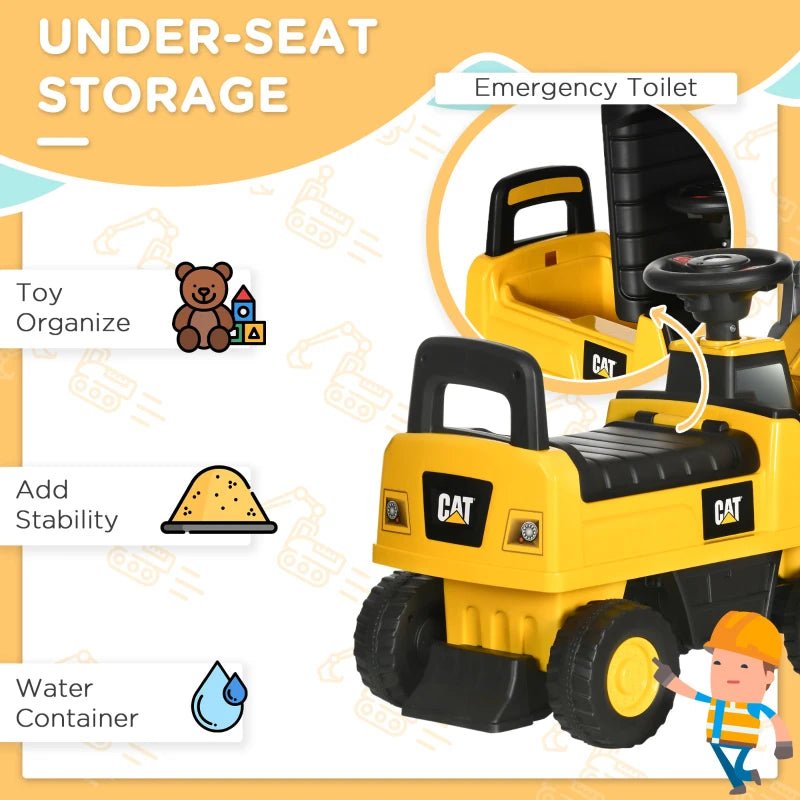 HOMCOM CAT Licensed Kids Construction Ride-On - for Ages 1-3 Years