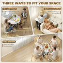 HOMCOM Folding Dining Table, Drop Leaf Table With Open Shelf, White Marble