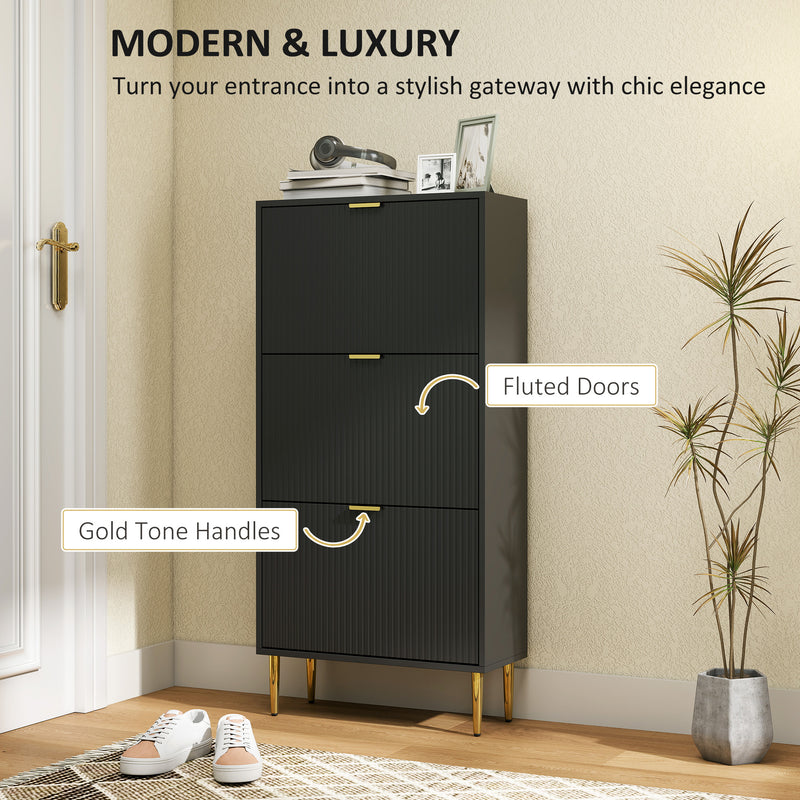 HOMCOM Slim Shoe Storage Cabinet with 3 Flip Drawers for Hallway