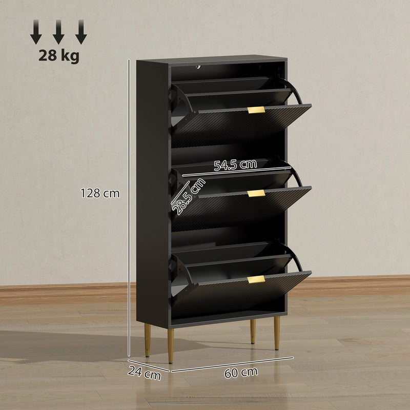 HOMCOM Slim Shoe Storage Cabinet with 3 Flip Drawers for Hallway