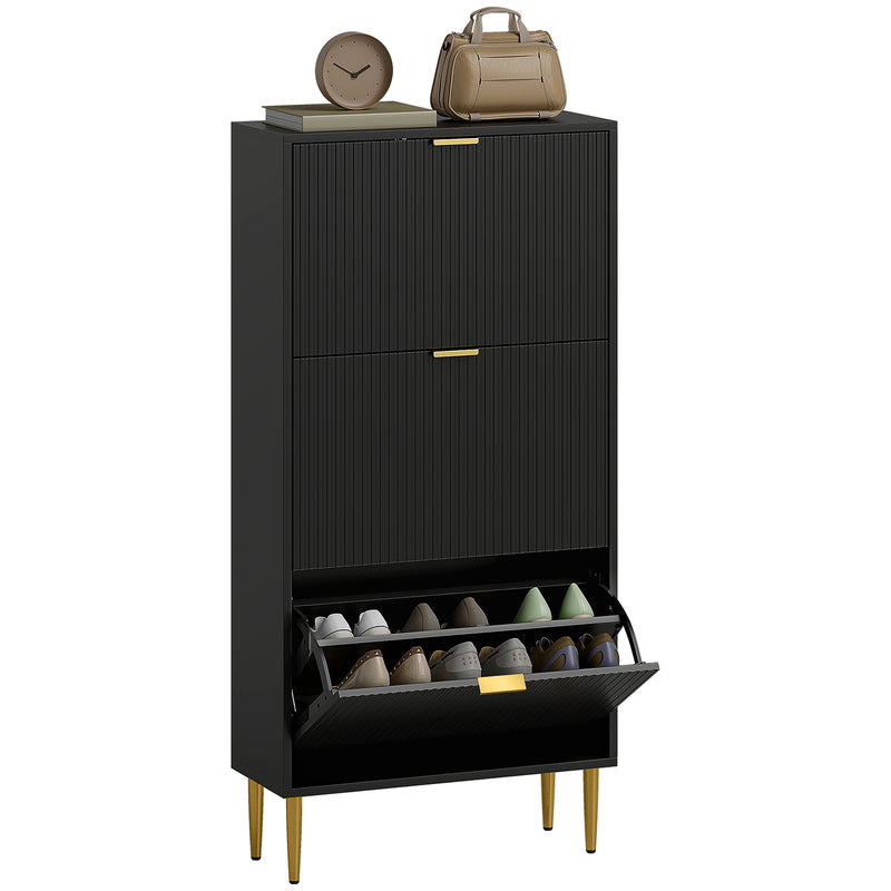 HOMCOM Slim Shoe Storage Cabinet with 3 Flip Drawers for Hallway