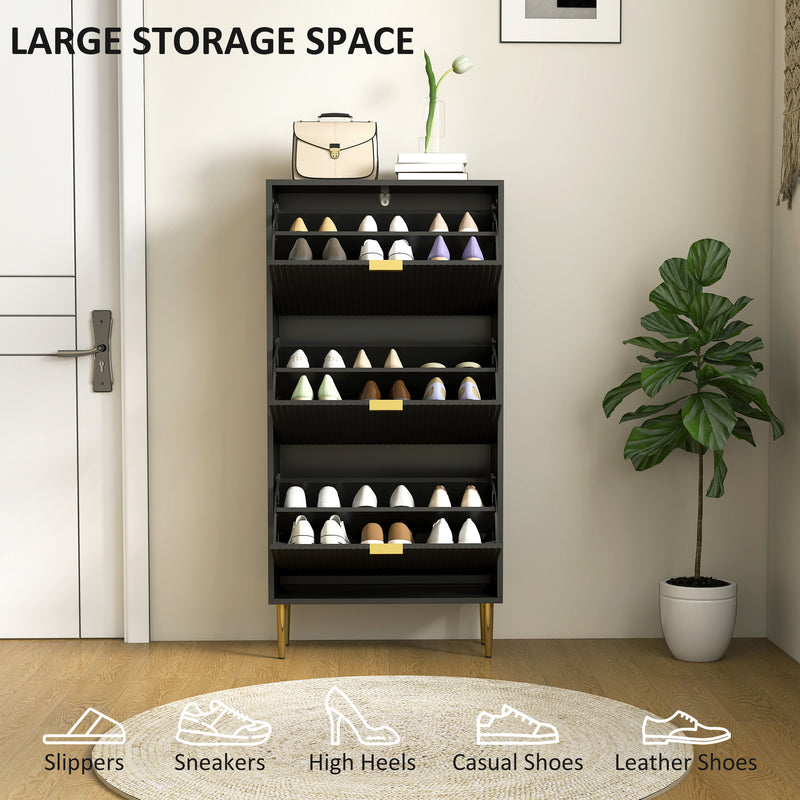 HOMCOM Slim Shoe Storage Cabinet with 3 Flip Drawers for Hallway