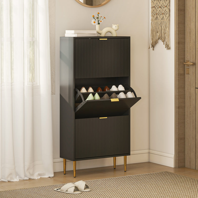 HOMCOM Slim Shoe Storage Cabinet with 3 Flip Drawers for Hallway