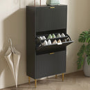 HOMCOM Slim Shoe Storage Cabinet With 3 Flip Drawers For Hallway