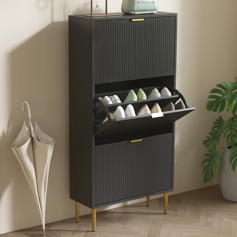 HOMCOM Slim Shoe Storage Cabinet with 3 Flip Drawers for Hallway