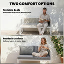 Outsunny 6 Seater Metal Garden Furniture Corner Sofa Set, White