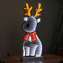 40cm Light up Christmas Reindeer Infinity Mirror Decoration on Metal Base with LEDs
