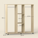 HOMCOM Mobile Double Open Wardrobe w/ Clothes Hanging Rail Colthing Natural