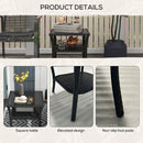 Outsunny PE Rattan Coffee Table, Two-tier Side Table with Glass Top, Black