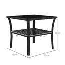Outsunny PE Rattan Coffee Table, Two-tier Side Table with Glass Top, Black