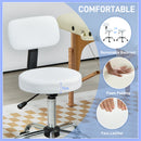 HOMCOM Rolling Stool With Backrest, Wheels, Faux Leather Salon Chair