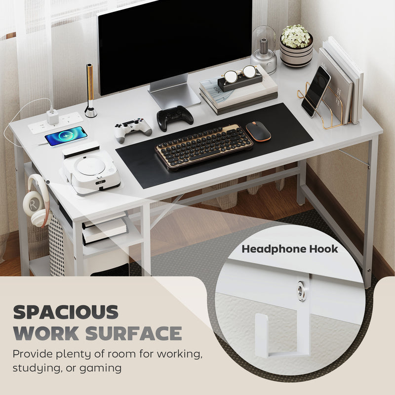HOMCOM 120 x 60 cm Home Office Desk Reversible Study Table for Bedroom White