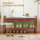 HOMCOM Shoe Bench with 2 Drawers Cushioned Seat 105 cm