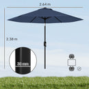 Outsunny 2.6M Garden Parasol Umbrella with Aluminium Pole, Tilt, Navy Blue