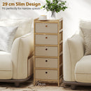 HOMCOM Chest of Drawers, 5 Drawers Dresser with Bamboo Frame, Cream White