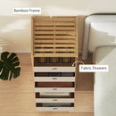 HOMCOM Chest of Drawers, 5 Drawers Dresser with Bamboo Frame, Cream White
