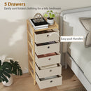 HOMCOM Chest of Drawers, 5 Drawers Dresser with Bamboo Frame, Cream White