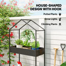 Outsunny 2 Tier Plant Stand, Outdoor Indoor Metal Plant Stand with Hook