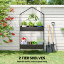 Outsunny 2 Tier Plant Stand, Outdoor Indoor Metal Plant Stand with Hook